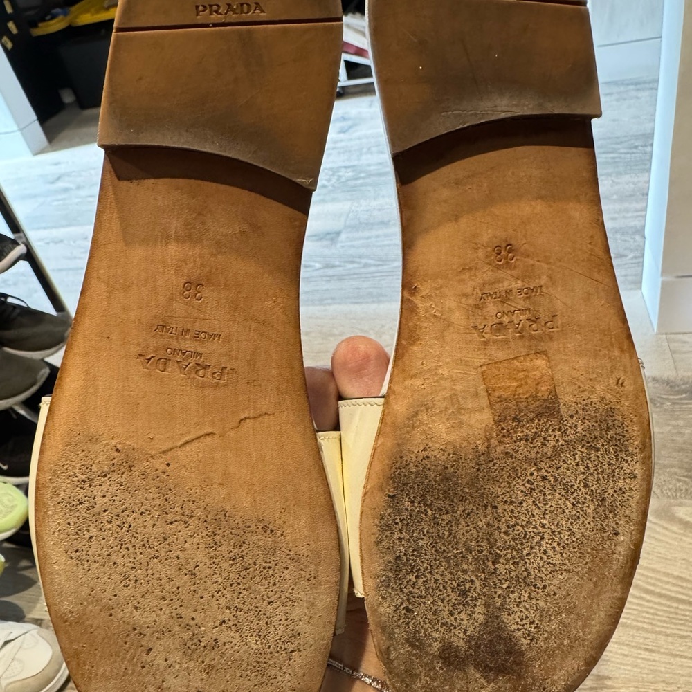 Prada Cream Slide Sandals - Picture 3 of 3